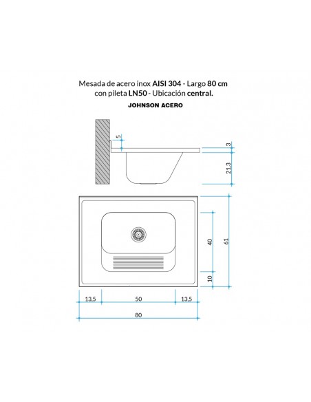 MESADA ACERO  LN50 - 80