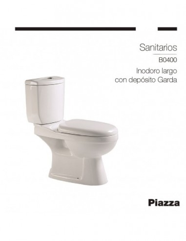 GARDA INODORO LARGO + ASIENTO + DEPOSITO CON VALVULA DOBLE DESCARGA PIAZZA