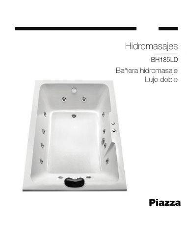 BAÑERA HIDROMASAJE LUJO DOBLE DE 1850MM PIAZZA