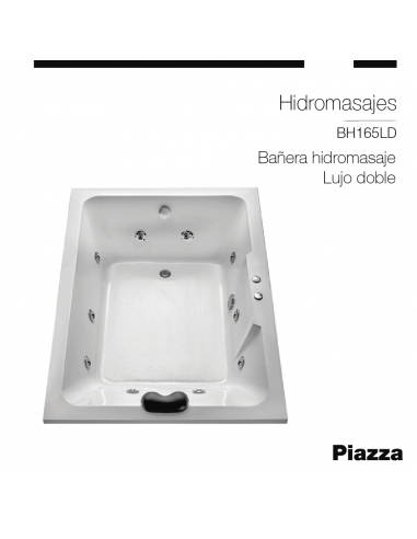 BAÑERA HIDROMASAJE DE LUJO DOBLE DE 1650MM PIAZZA