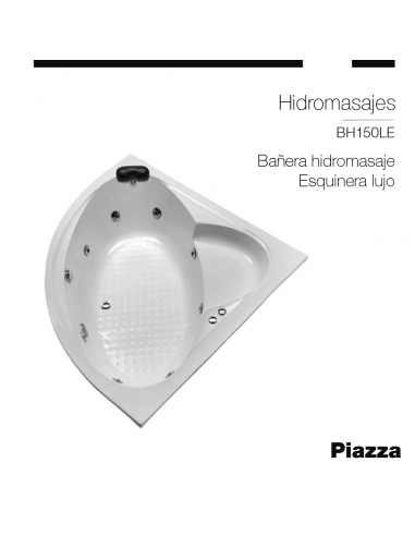 BAÑERA HIDROMASAJE LUJO ESQUINERA 1500MM PIAZZA