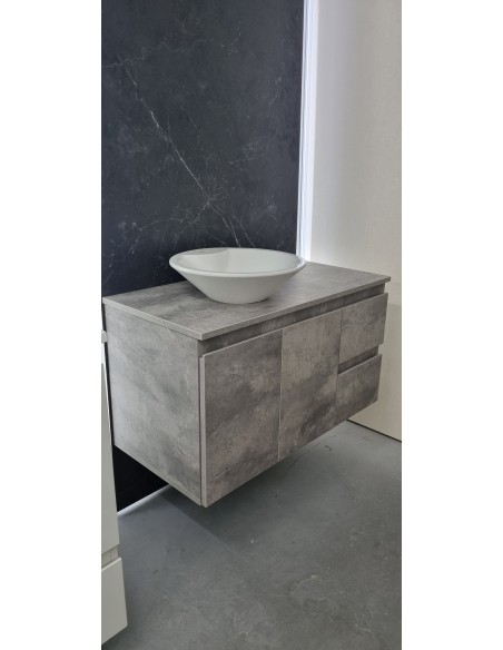 VANITORY 90CM UÑERO DE COLGAR DOS PUERTAS Y DOS CAJONES COLOR HORMIGÓN V90UCOLOR MH